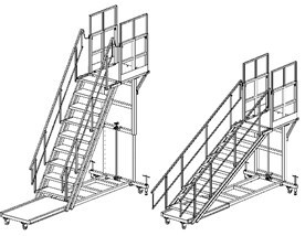 Лестница с площадкой ЛСА телескопическая (винтовое поднятие, по эскизу заказчика)