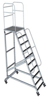 Лестница с площадкой алюминиевая ЛСА на колесах (калитка)